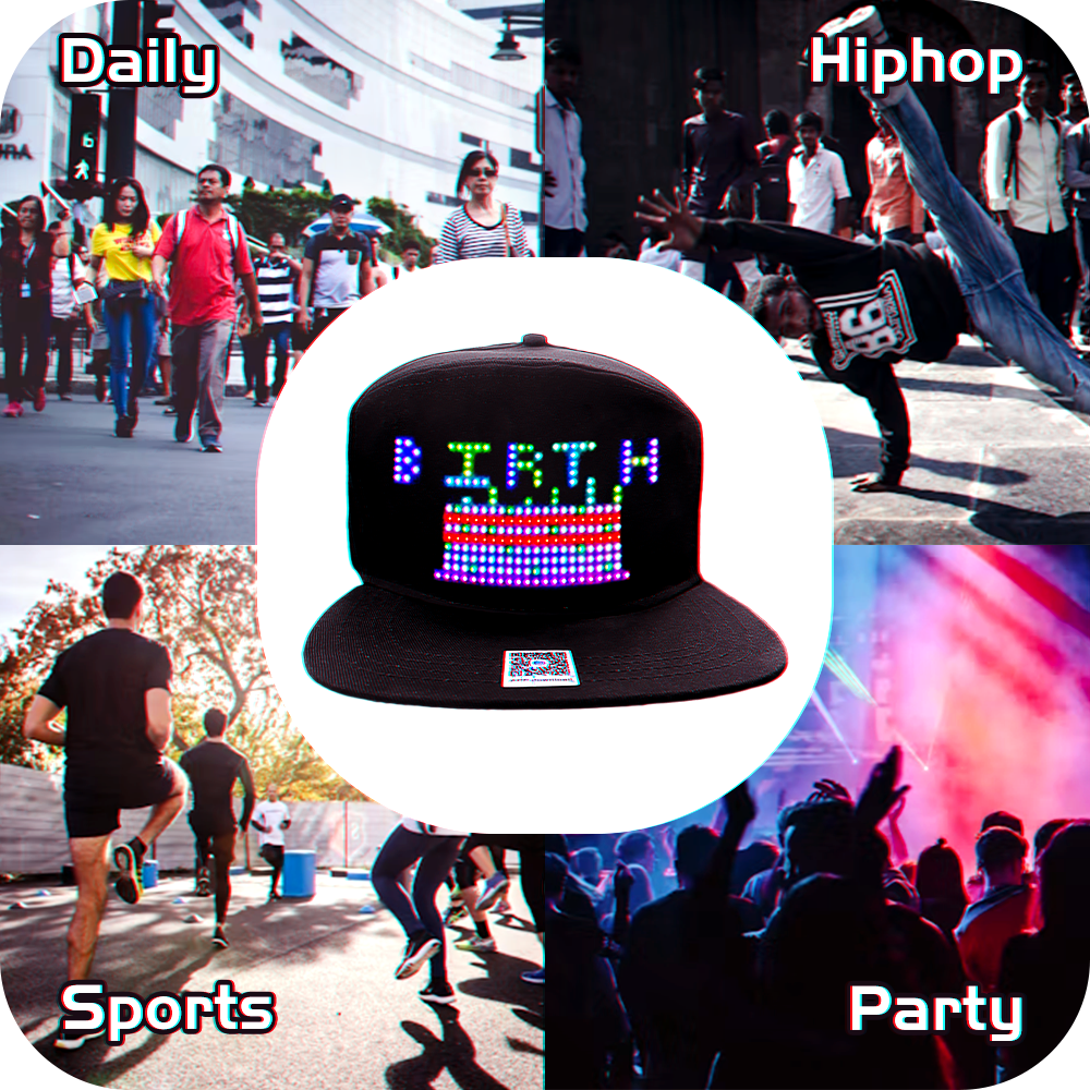 LED Hats,LED Caps Display Message Bluetooth Editable Cool Hat for Party