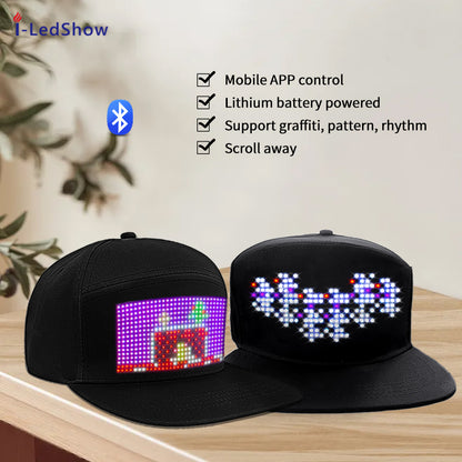 LED Hats,LED Caps Display Message Bluetooth Editable Cool Hat for Party