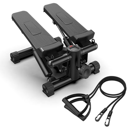 Mini Steppers for Exercise, Stair Stepper with Resistance Bands, Mini Stepper with 300LBS Loading Capacity, Hydraulic Fitness Stepper with LCD Monitor