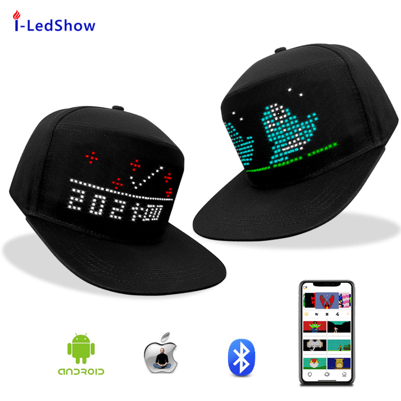 LED Hats,LED Caps Display Message Bluetooth Editable Cool Hat for Party