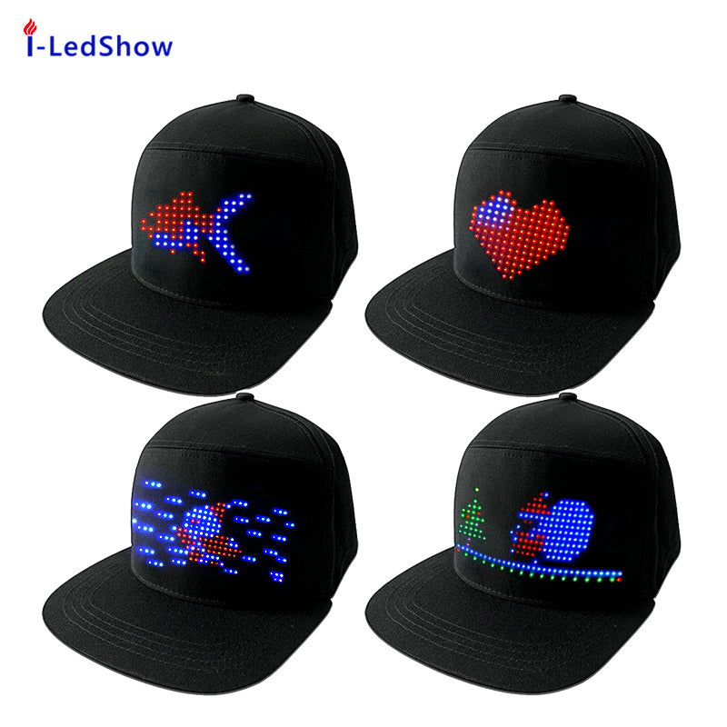 LED Hats,LED Caps Display Message Bluetooth Editable Cool Hat for Party