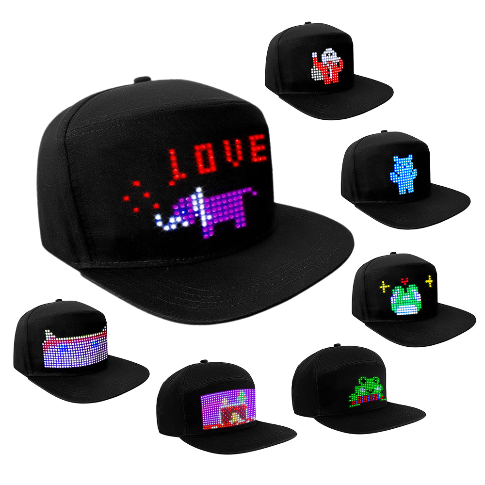 LED Hats,LED Caps Display Message Bluetooth Editable Cool Hat for Party