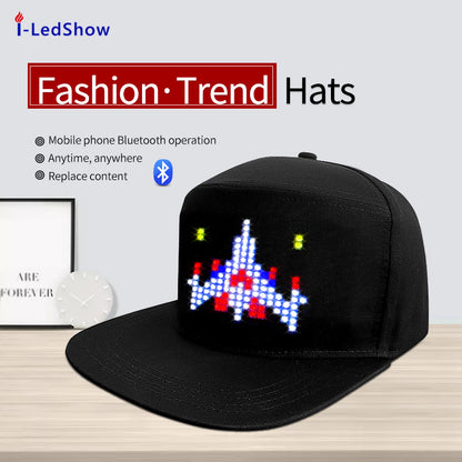 LED Hats,LED Caps Display Message Bluetooth Editable Cool Hat for Party