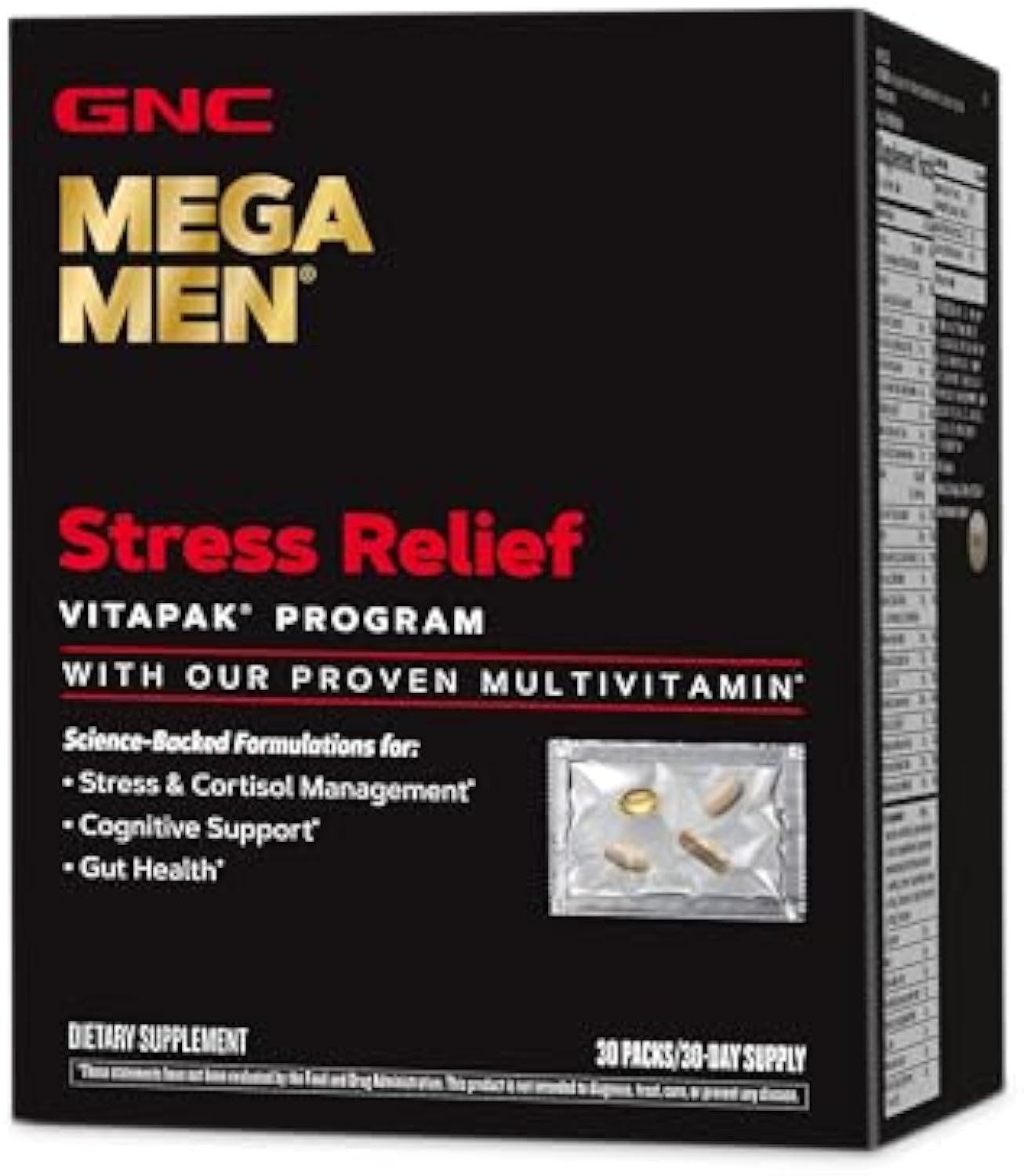 GNC Mega Men Stress Relief Vitapak, Stress & Cortisol Management, 30 Count