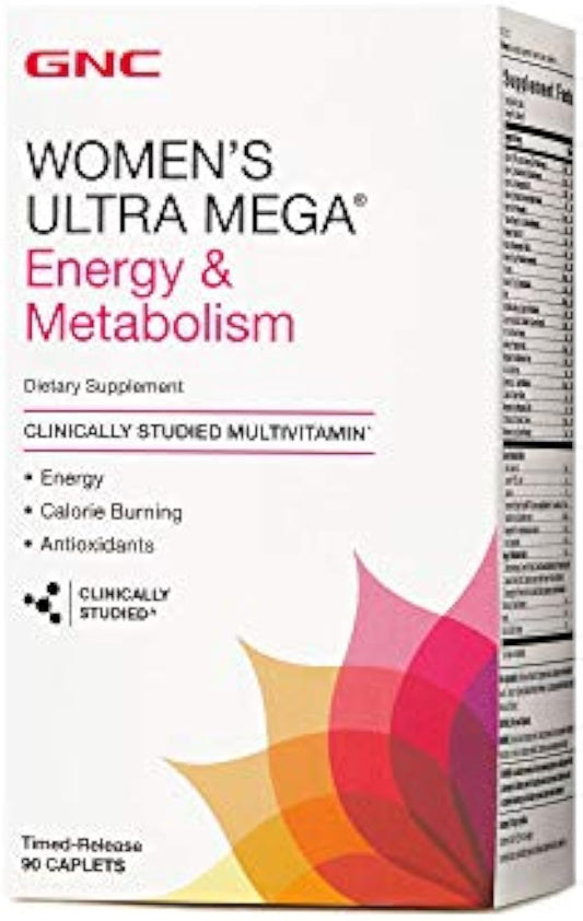 GNC Womens Ultra Mega Energy and Metabolism Multivitamin for Women, 90 Count, for Increased Energy, Metablism, and Calorie Burning