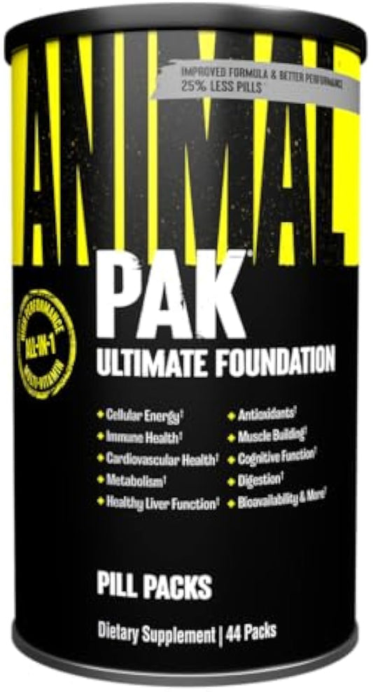 Animal Pak - Convenient Multivitamin for Men & Women Daily All-in-One Vitamin & Supplement Pack - Zinc, Vitamins C, B, D, Amino Acids, and Immune Support - Sports Nutrition Performance - 44 Count